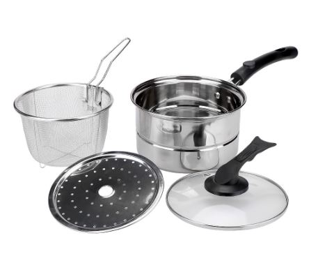 ใช้กับเตาแม่เหล็กไฟฟ้าได้ หม้อทอด นึ่ง สแตนเลส